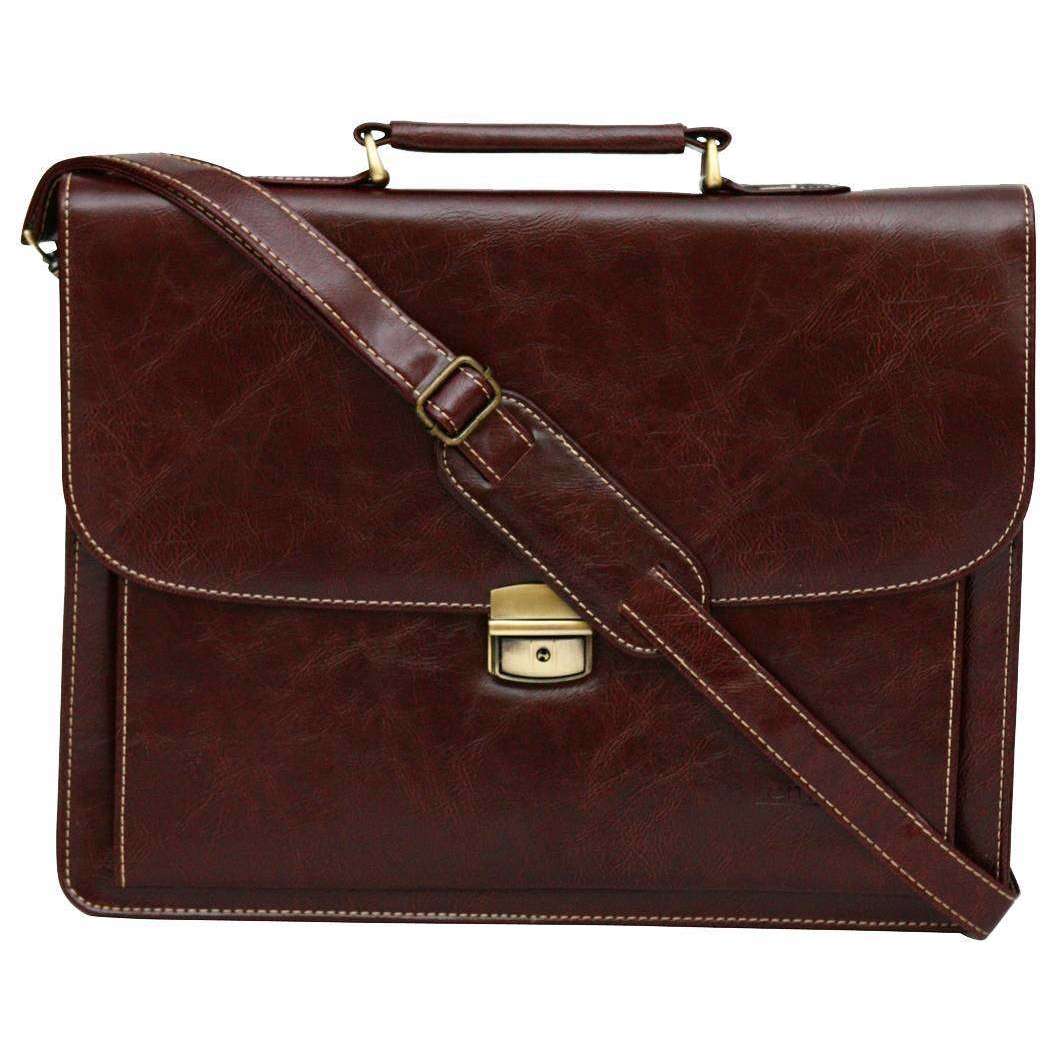 Tassia 14inch Leather Laptop Briefcase - Brown