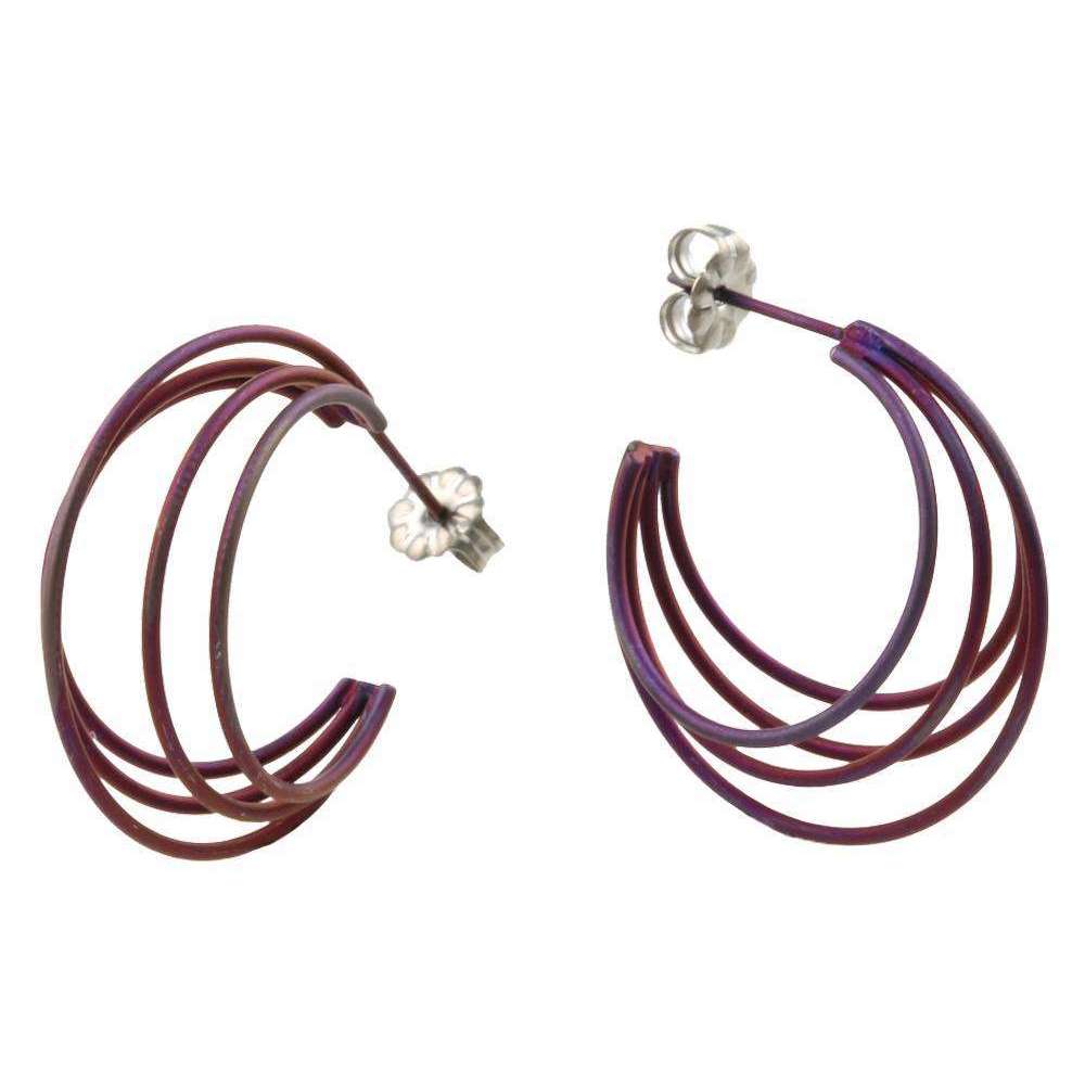 Ti2 Titanium Large Wire Hoop Earrings - Coffee Brown