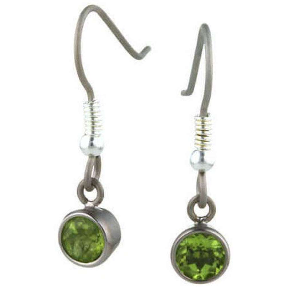 Ti2 Titanium Medium Gem Stone Drop Earrings - Green