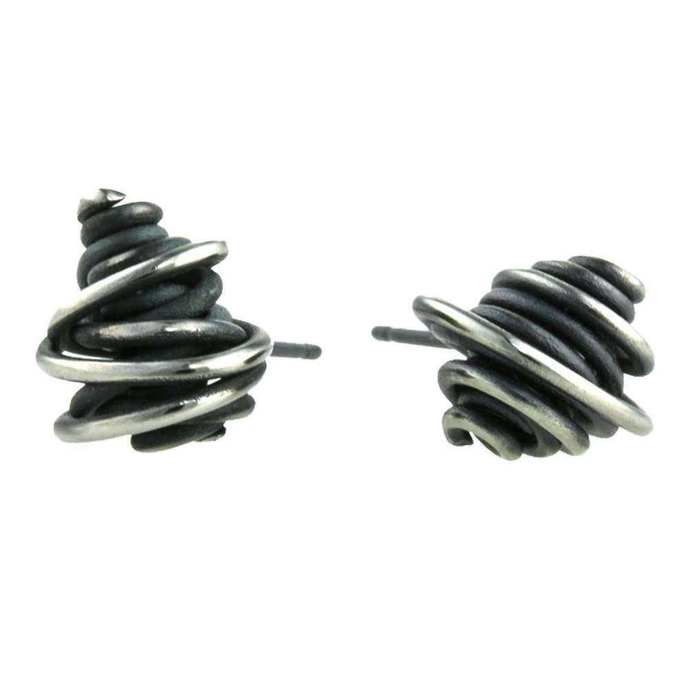 Ti2 Titanium Random Chaotic Stud Earrings - Black