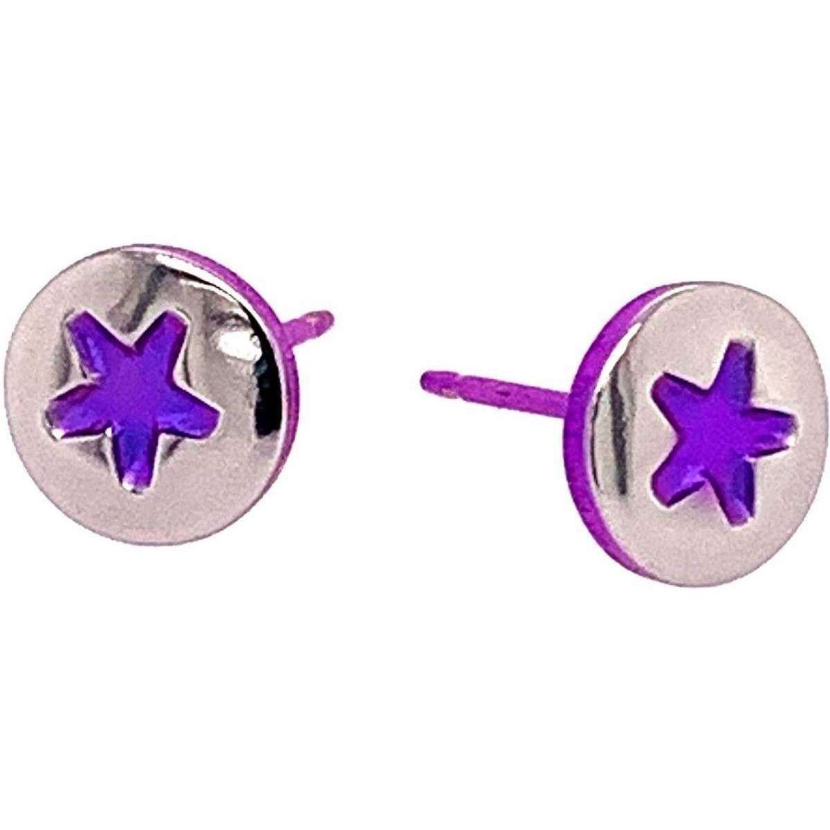 Ti2 Titanium Star Stud Earrings - Purple