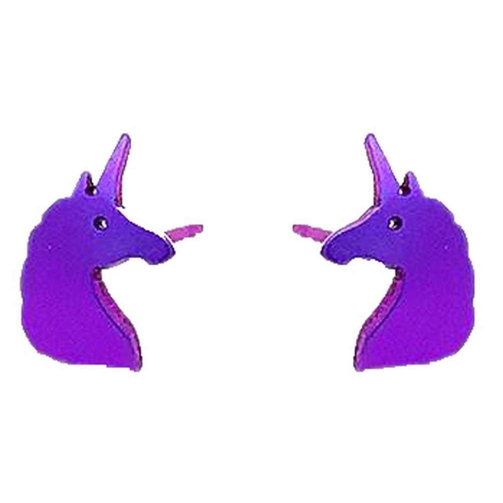 Ti2 Titanium Unicorn 9mm Stud Earrings - Purple