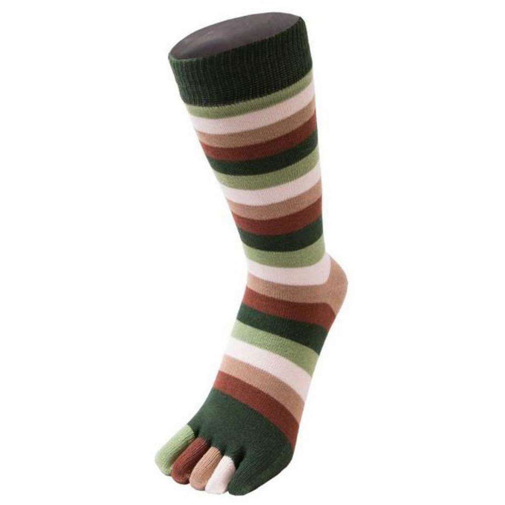 TOETOE Essential Striped Mid Calf Socks - Earth Brown