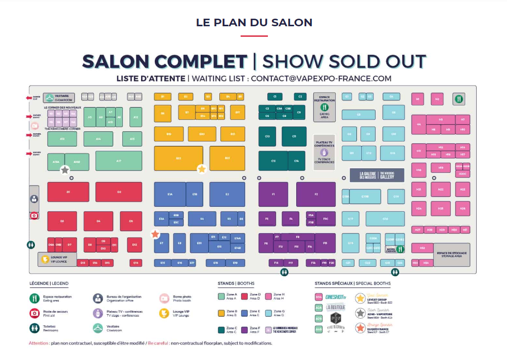 Plan du salon VapExpo Paris 2018 Paris Nord Villepinte