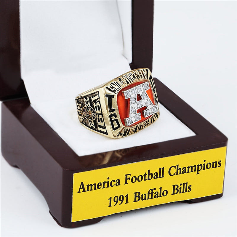 Jim Kelly - 1993 Buffalo Bills AFC Championship Ring With Wooden Display Box