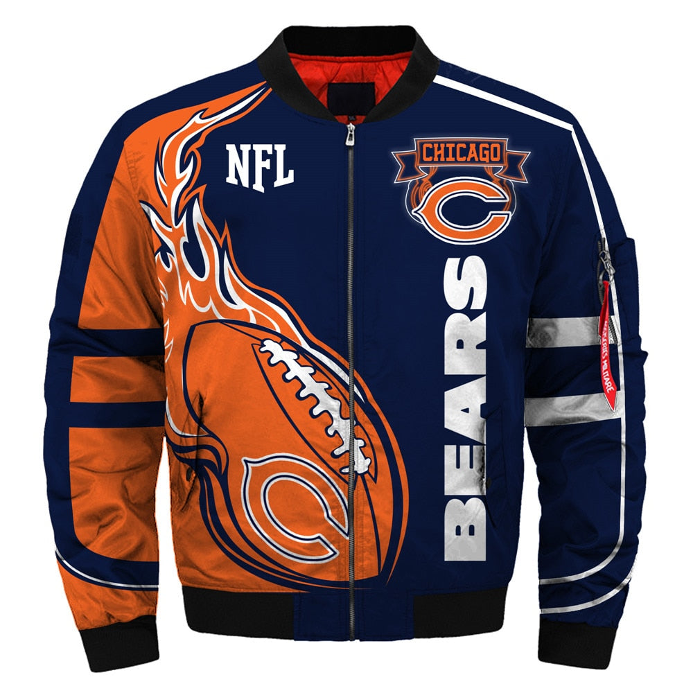 18% OFF NFL Bomber Jacket Custom Men's Chicago Bears Jacket For Sale – 4  Fan Shop