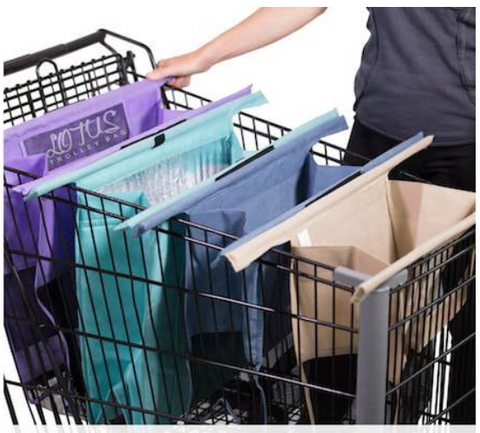 trolley bags spread in shopping cart
