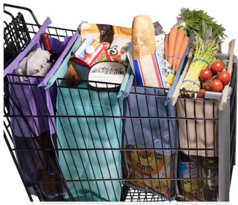 trolley bags in cart with groceries