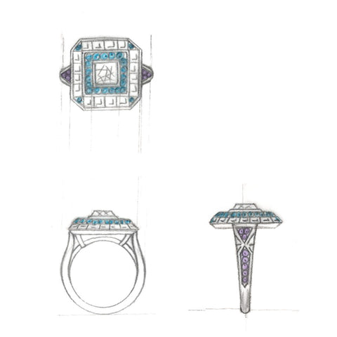 sketching, jewelry rendering, jewelry design, custom jewelry, jewelry makeover