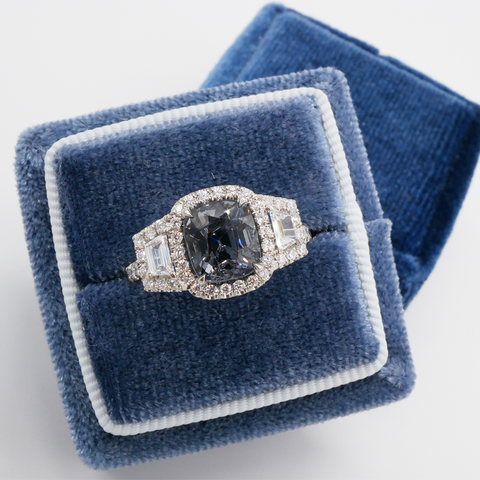 Grey Spinel and Diamond Ring