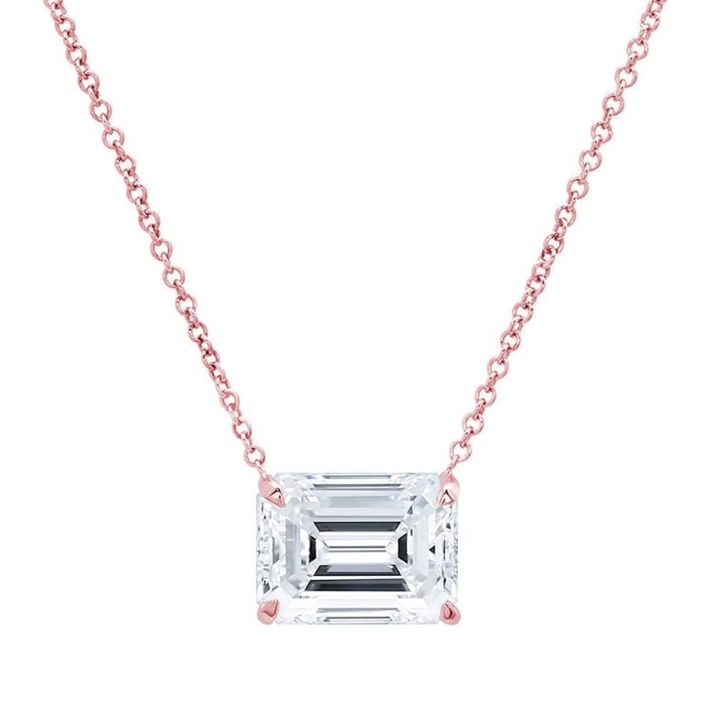 emerald cut diamond solitaire necklace