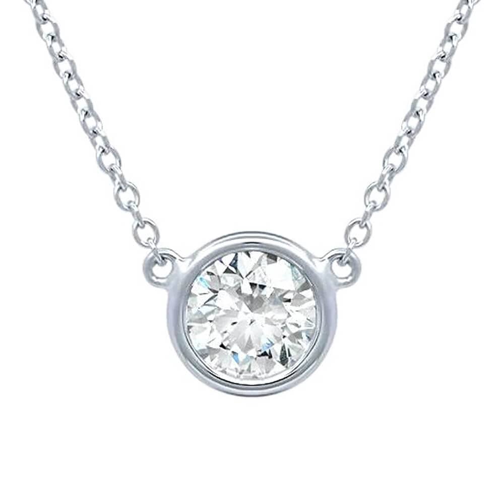 floating bezel diamond necklace