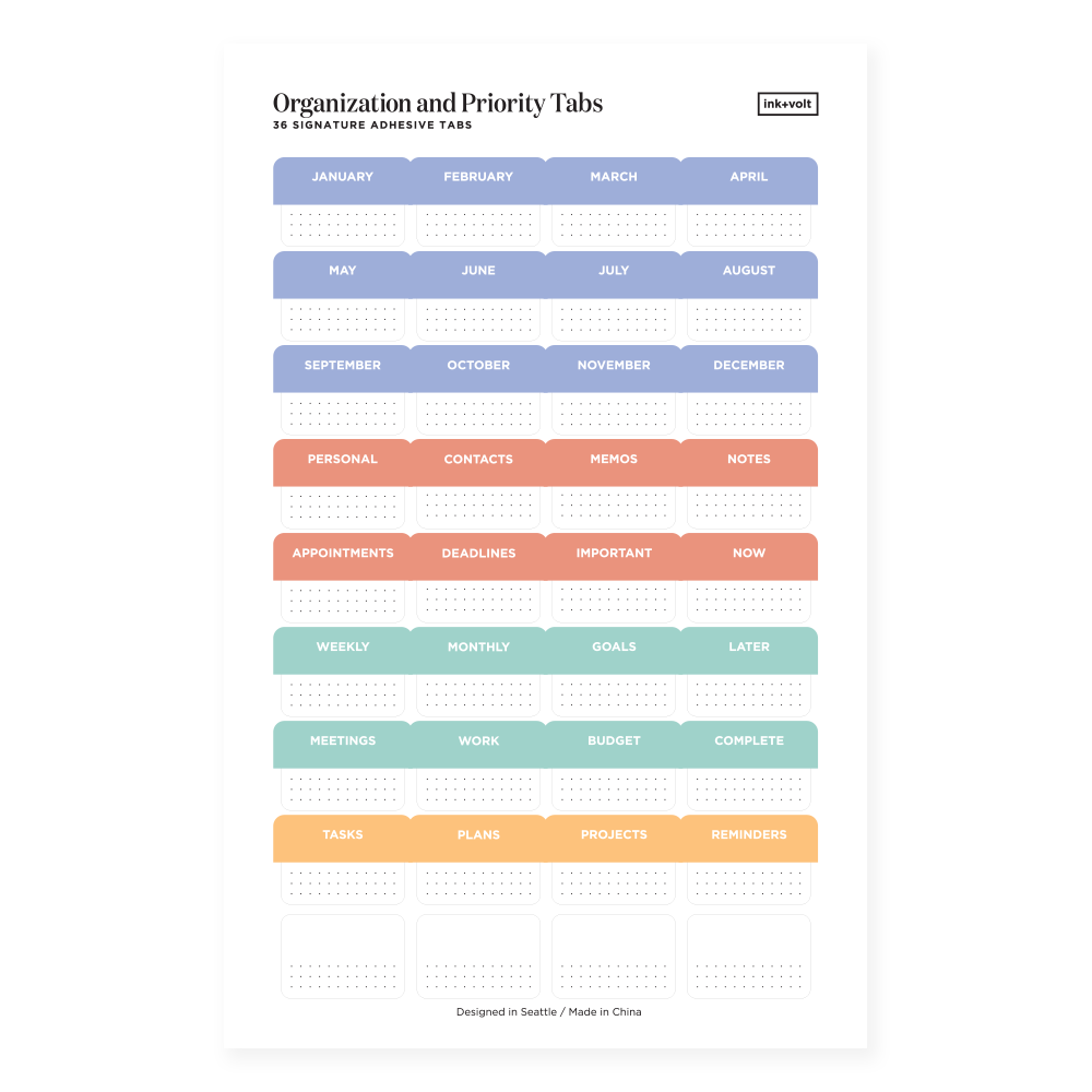 Ink+Volt Planner Tabs bright