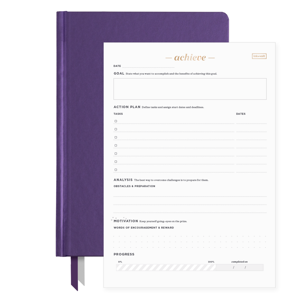 Royal Purple Ink+Volt 2022 Planner & Goal Planning Pad Bundle