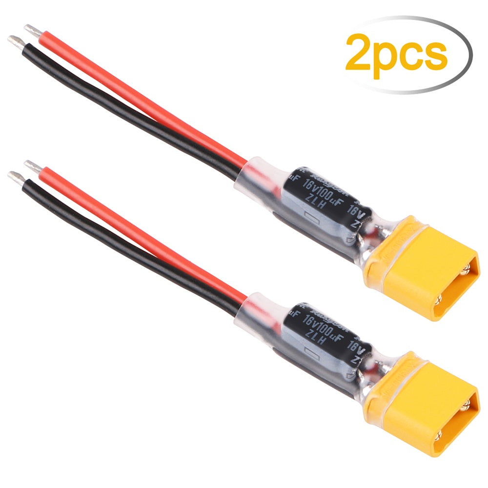 2pcs Happymodel XT30 Plug Pigtail Power Wire with 100μF Capacitor for Mobula7 HD Sailfly-X TRASHCAN UR85 UR85HD Crazybee F3 / F4 PRO Flight Controller