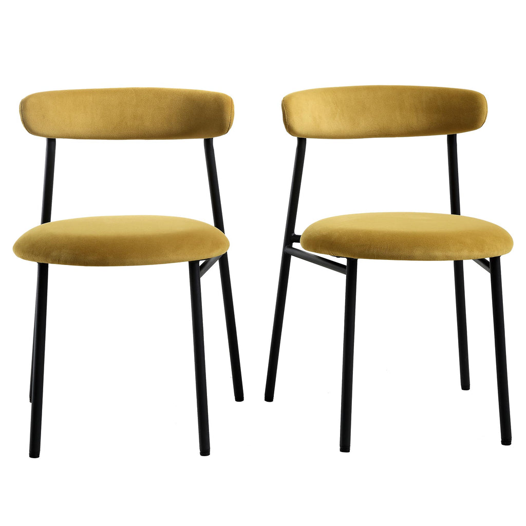 Donna Set Of 2 Mustard Yellow Velvet Dining Chairs Daals 8923