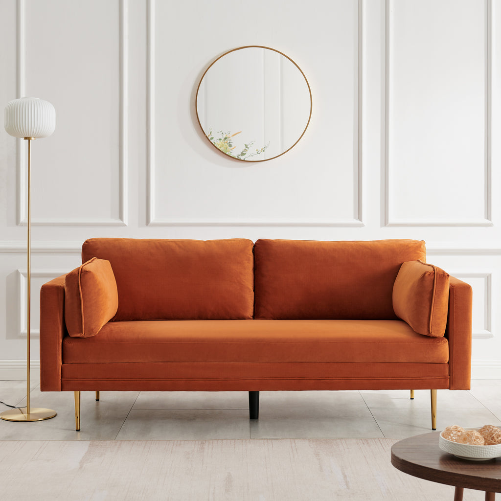 Pelham Velvet Orange Sofa, 2-Seater and | daals