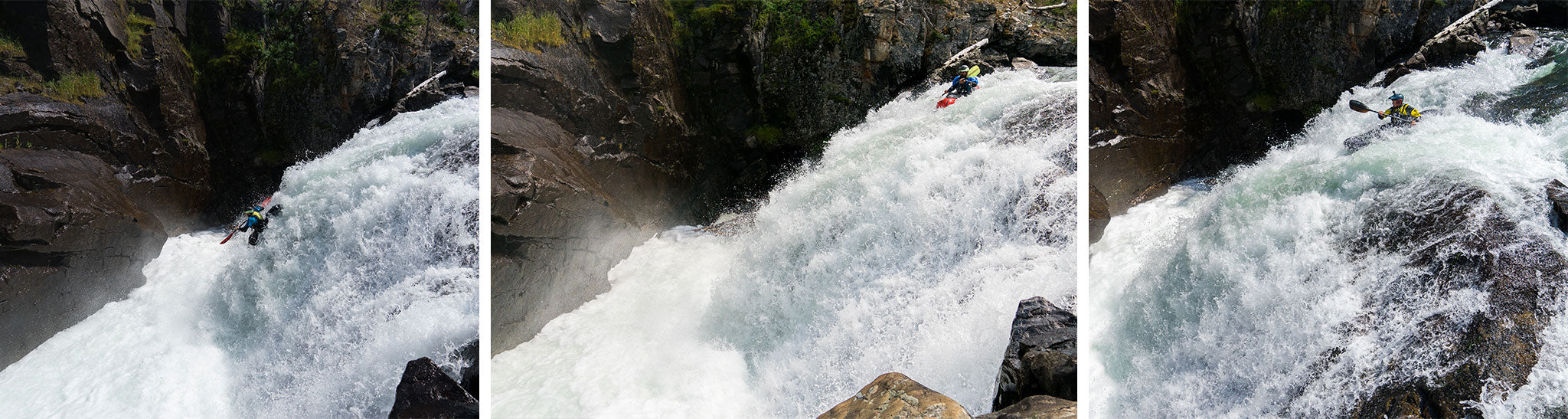 Paddler amdist the waterfall