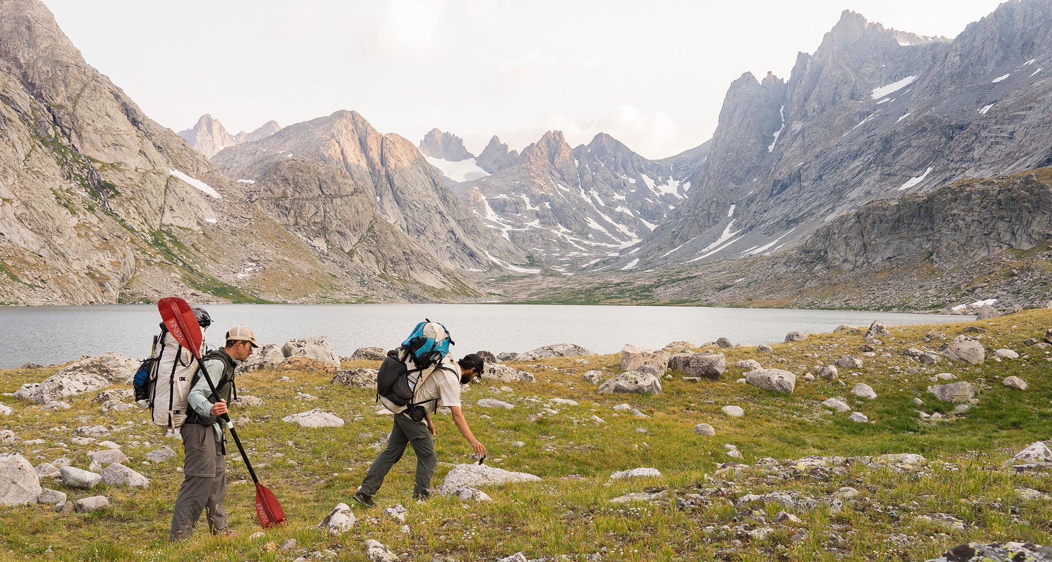 Ultralight backpackers on the approach