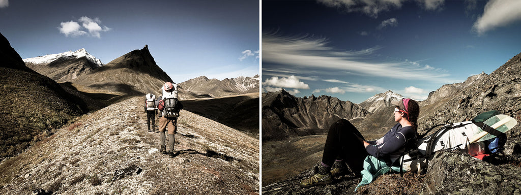 Ultralight backpackers enjoy a view along the trail