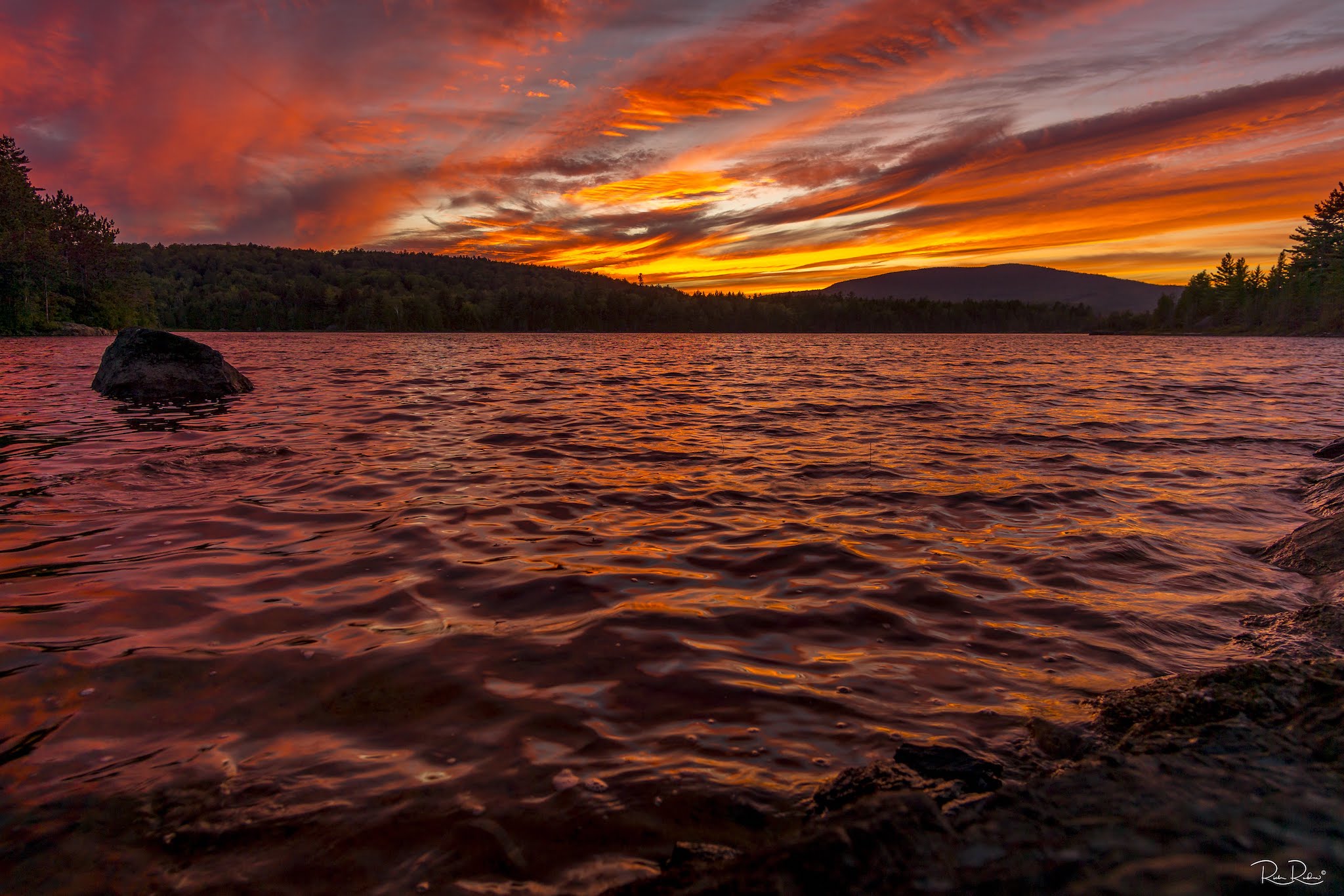 Sunset over a lake in Maine