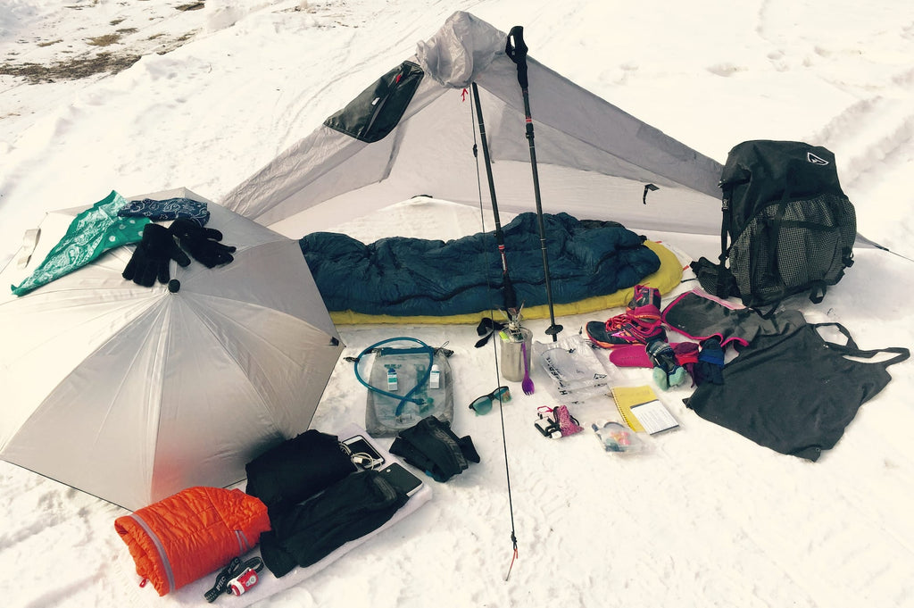 Ultralight Backpacking Gear under a Tent