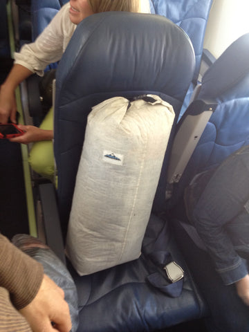 Ultralight outdoor Stuff Pack on airplane