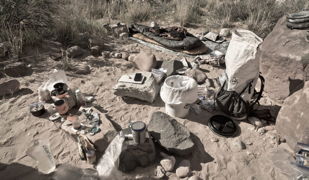 Ultralight Backpacking gear spread out on the ground