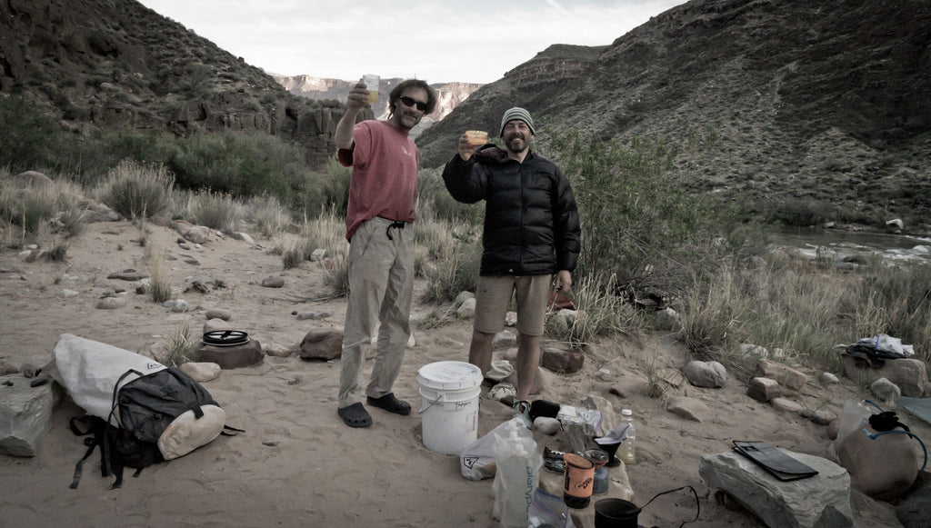 Ultralight Backpackers celebrating their backcountry meal