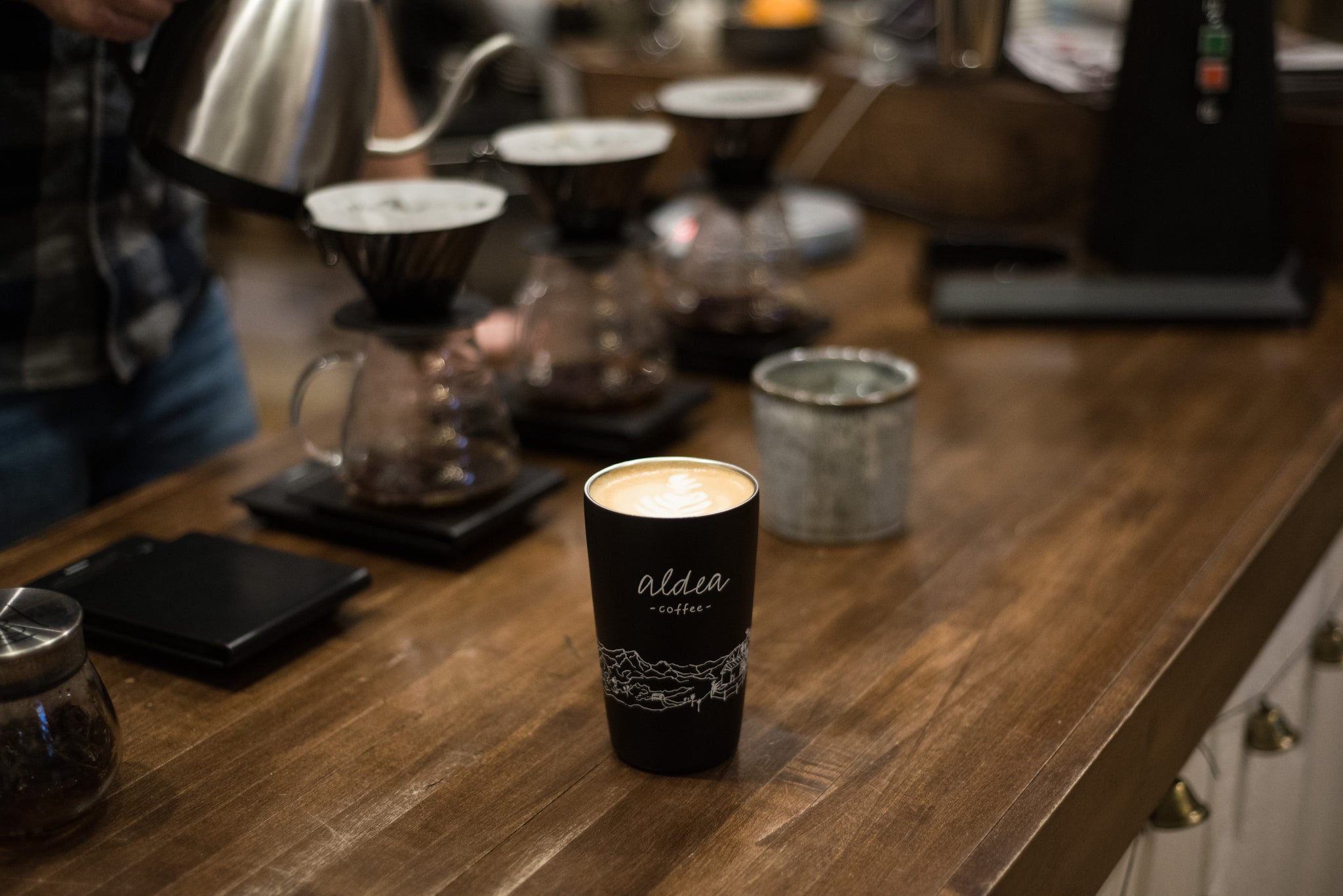 Aldea coffee's new Miir tumbler travel mugs. 