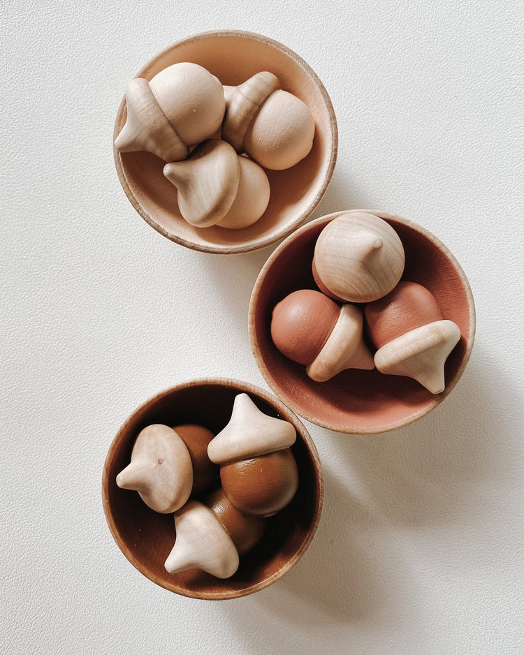 Little elm + otter play acorn sorting set of three in warm tones
