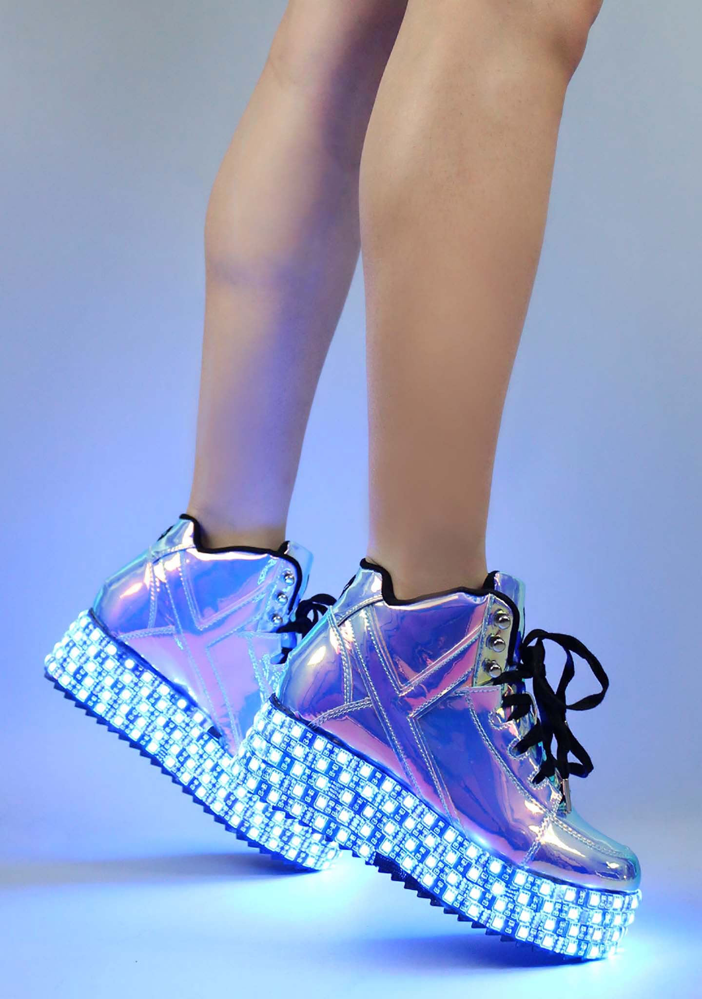 Y.R.U. Qozmo Low Key LED Platform Sneakers in Blue Atlantis