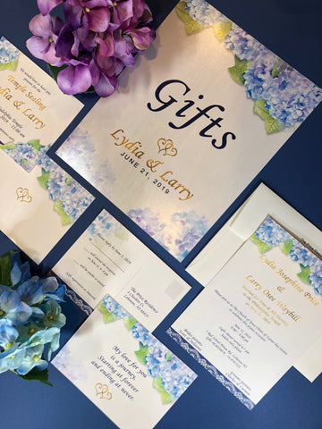wedding invitations hydrangea