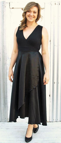 Black Silk Maxi Wrap Dress