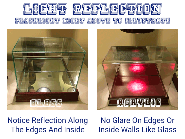 light reflection example glass vs arcylic