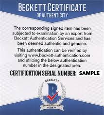 Beckett Authentication Certificate Example