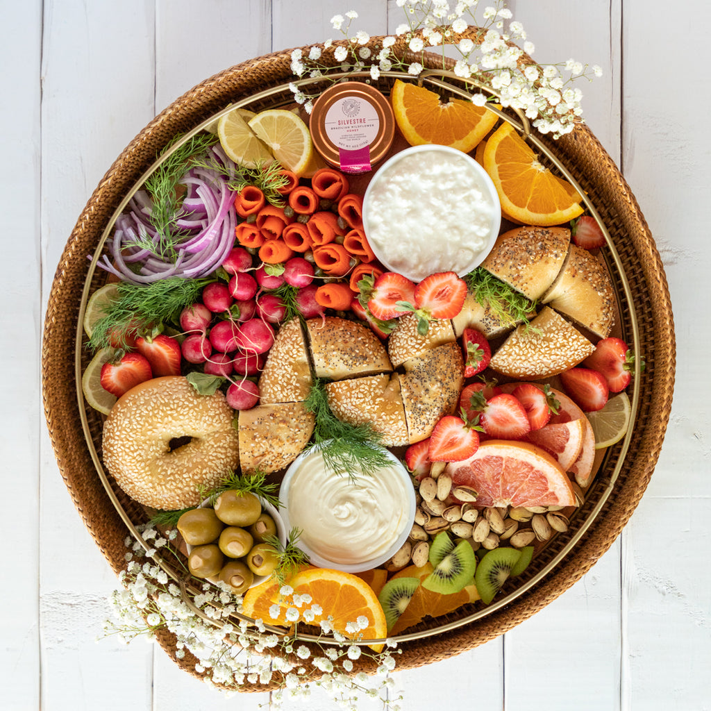 Bagel Board Homemade Cream Cheese Honey organic