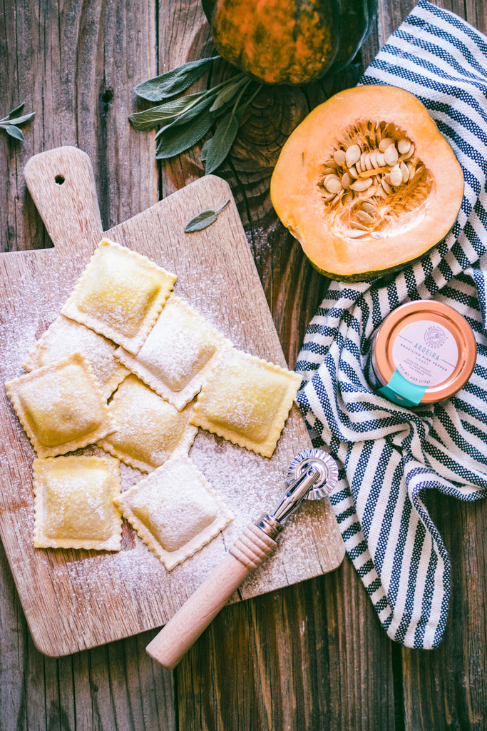 Squash Goat Cheese Ravioli with Honey Butter