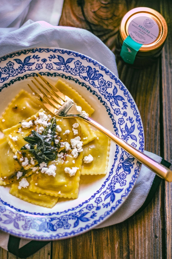 Squash Goat Cheese Ravioli with Honey Butter