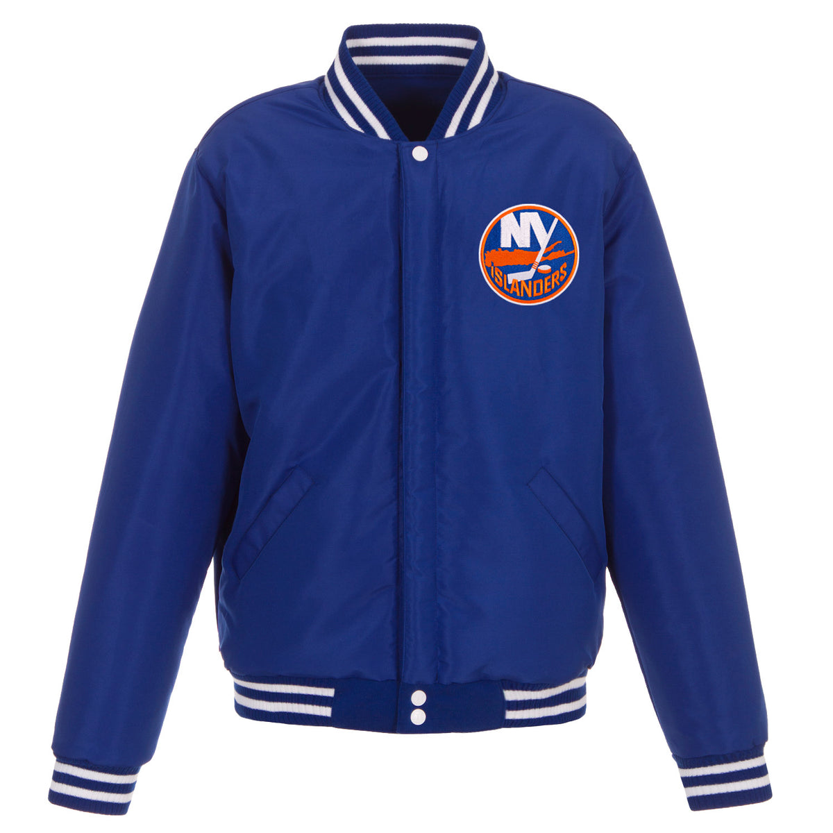New York Islanders JH Design Reversible Fleece Jacket with Faux Leather