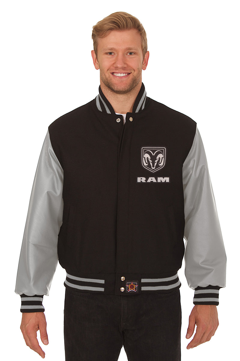 Dodge Ram Embroidered Wool & Leather Jacket - Black/Grey | J.H.