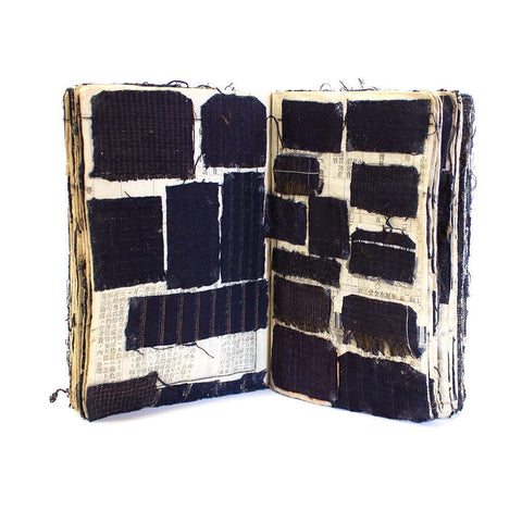 Sample book of indigo fabric