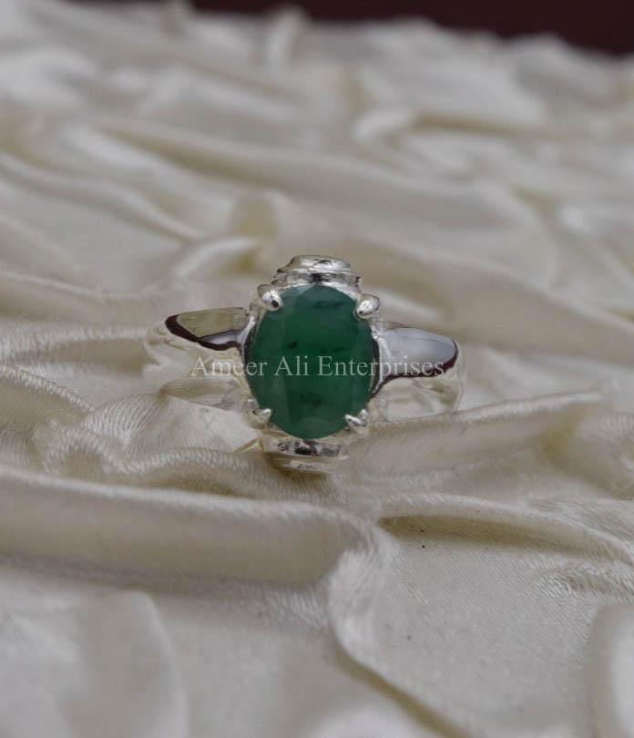 AAE 1563 Chandi Ring 925, Stone Emerald 