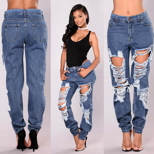blue skinny high waisted ripped jeans
