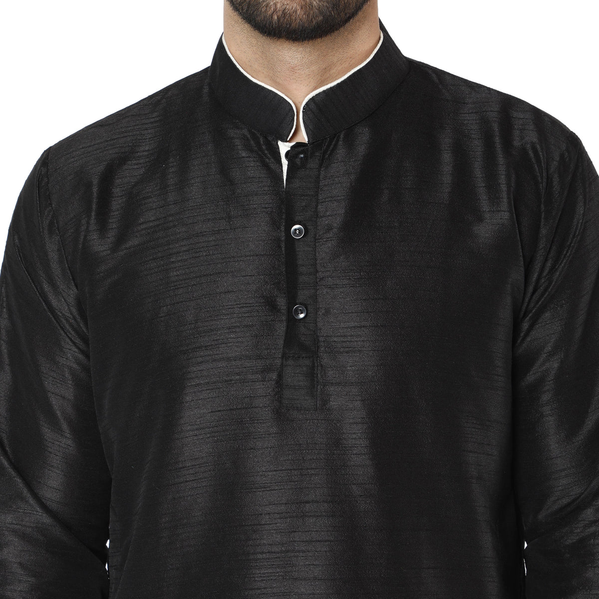 SKAVIJ Mens Tunic Khadi Cotton Kurta Shirt Casual Clothing Black, X-Large