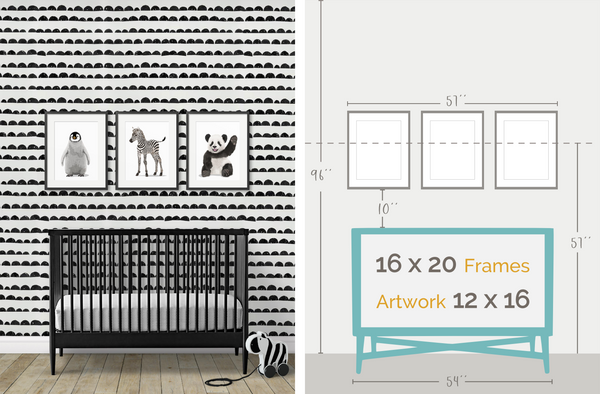 black and white nursery frame layout