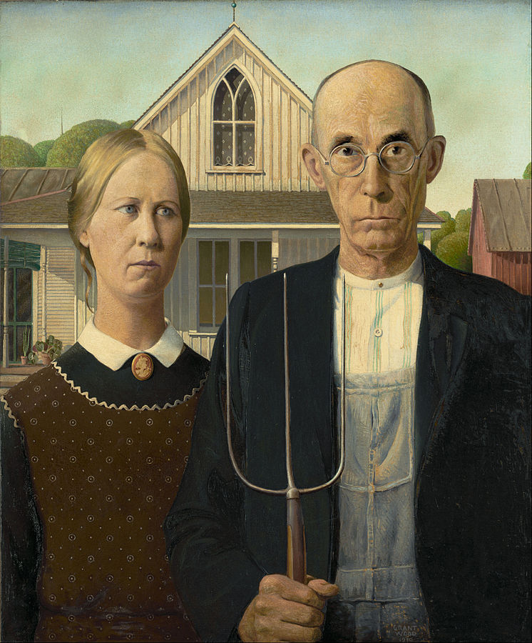 American Gothic pitchfork couple