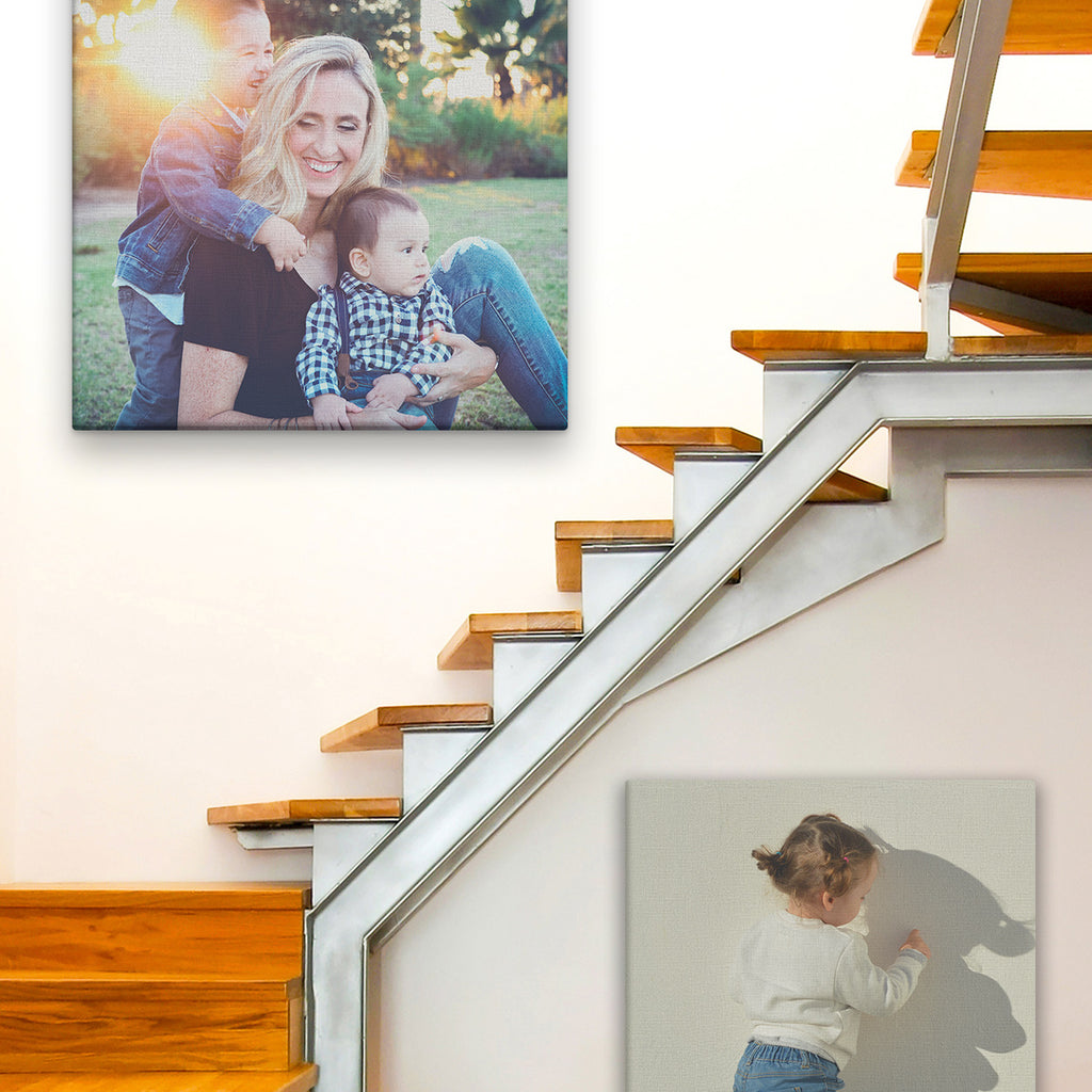Posterjack Canvas Prints used as Staircase Wall Art