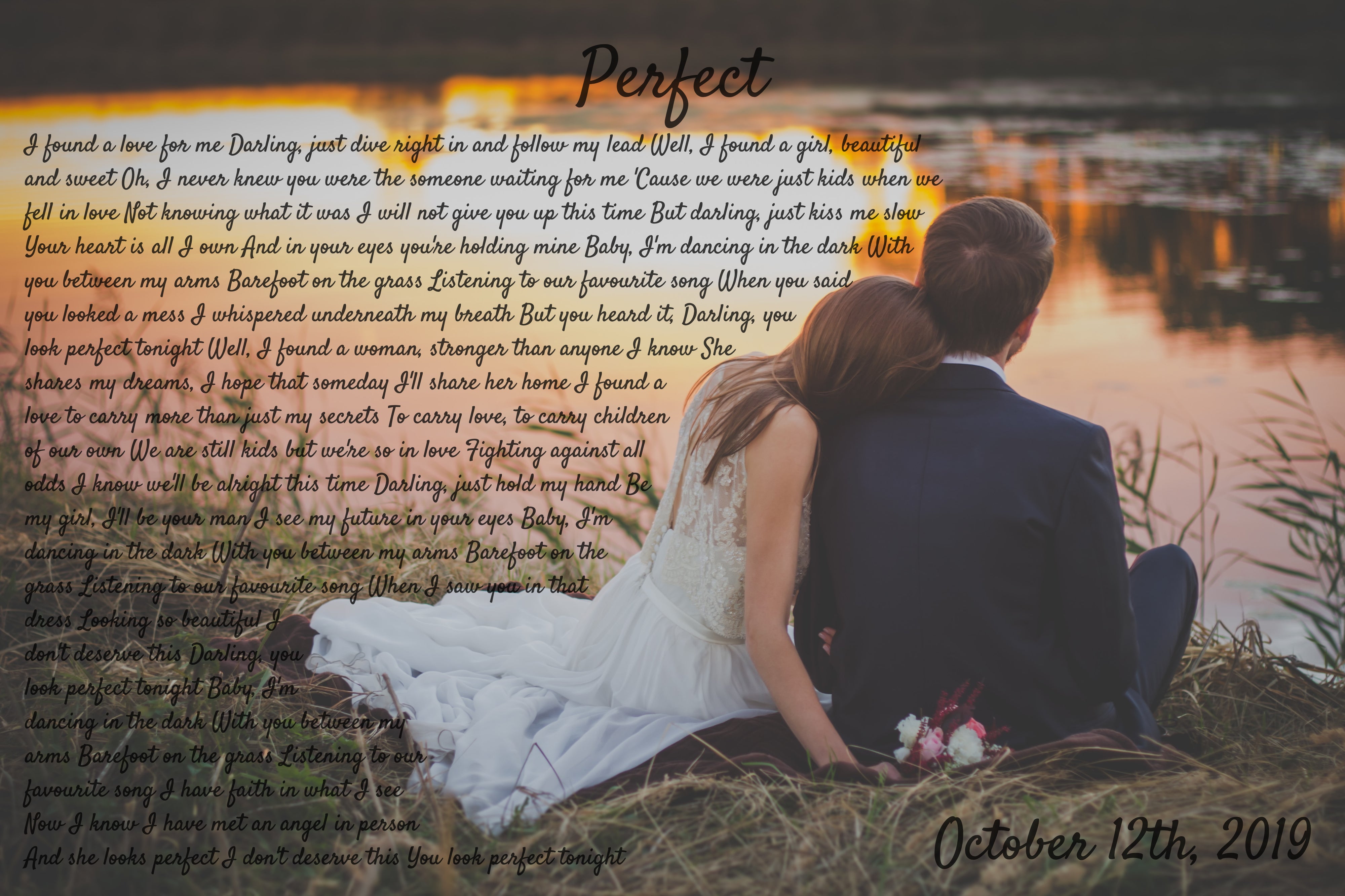Ed Sheeran Perfect Song Lyrics and Wedding Photo DIY First Attempt