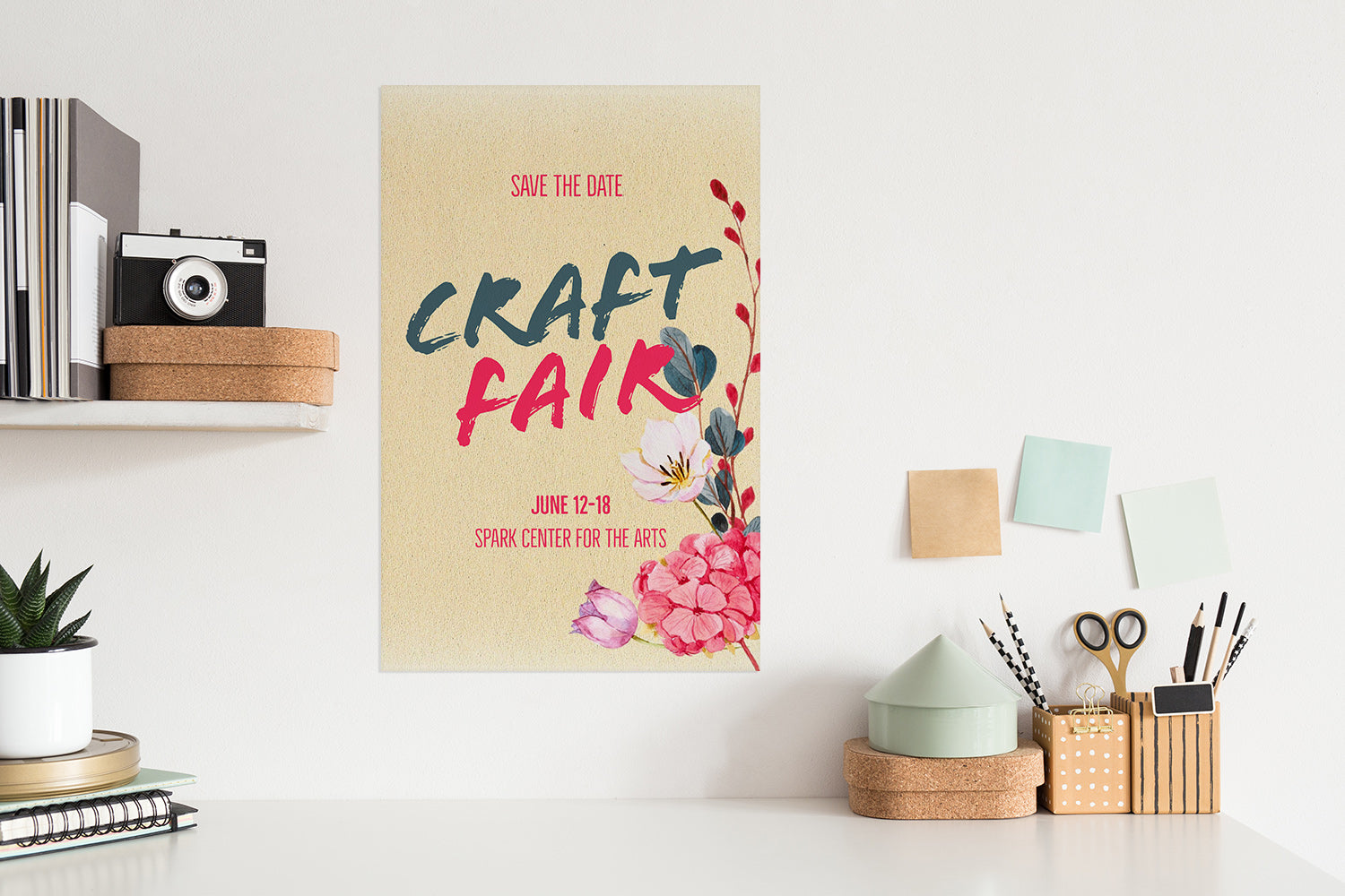 Craft Fair Poster Print on Display 